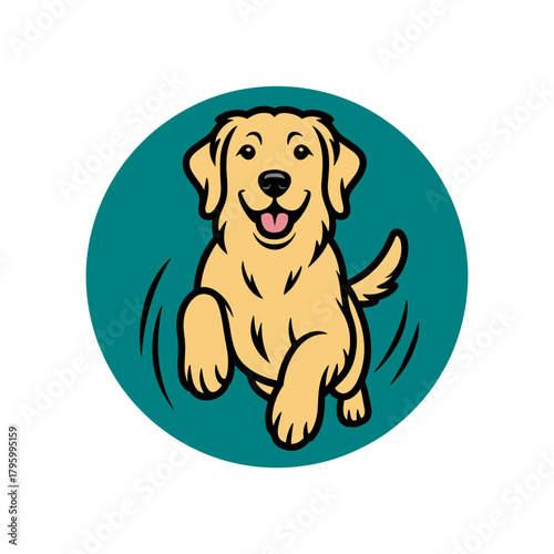 Golden Retriever Running Circular Logo
