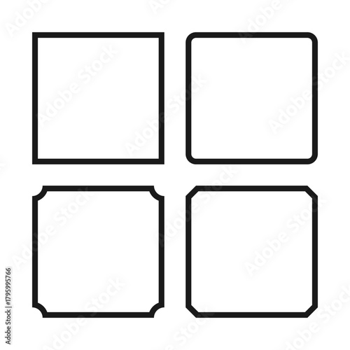 Hollow Square Shape Corner Cut Icons
