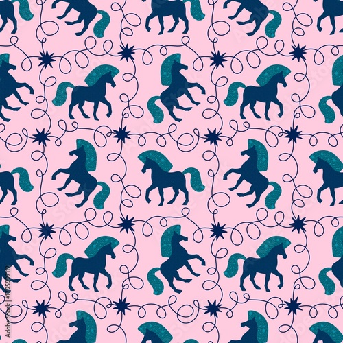 Christmas animals seamless horse pattern for wrapping paper and fabrics and party and kids print