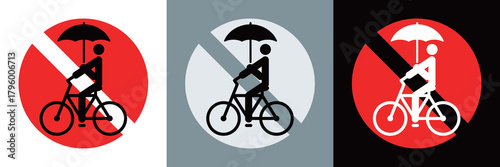 傘差し運転禁止ピクトグラム素材｜自転車安全イラスト