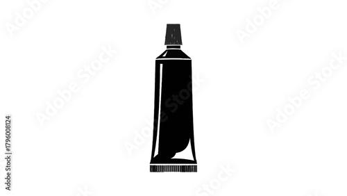 Vector illustration of black silhouette of a toothpaste tube, on a transparent background