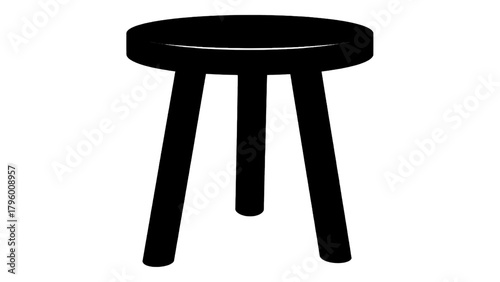 Vector illustration of simple black threelegged stool on a transparent background