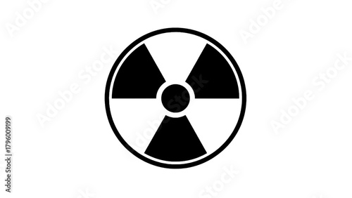 Vector illustration of black and white radiation hazard symbol on a transparent background