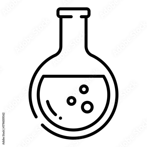 Round bottom flask, chemistry flask, laboratory flask black line icon