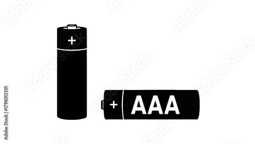Vector illustration of two aaa batteries, one standing and one lying down, on a transparent background