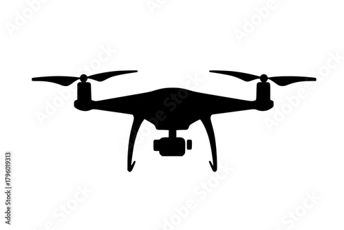 Silhouette Front View Drone with Rotors and Camera