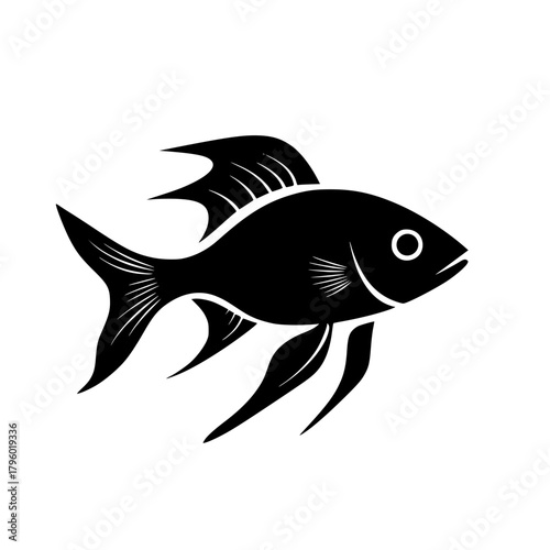 Minimalist Black Silhouette Fish Icon