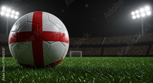 England soccer ball on a stadium lawn