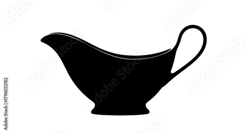 Elegant Gravy Boat Silhouette Vector Graphic on a Clean White Background