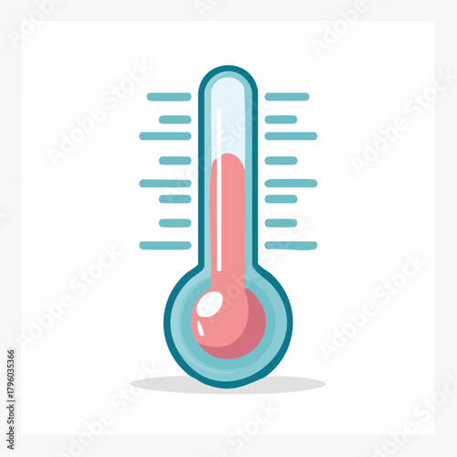 A colorful illustration of a thermometer indicating cold temperatures with a pink liquid column and blue-tinted glass, set against a white background