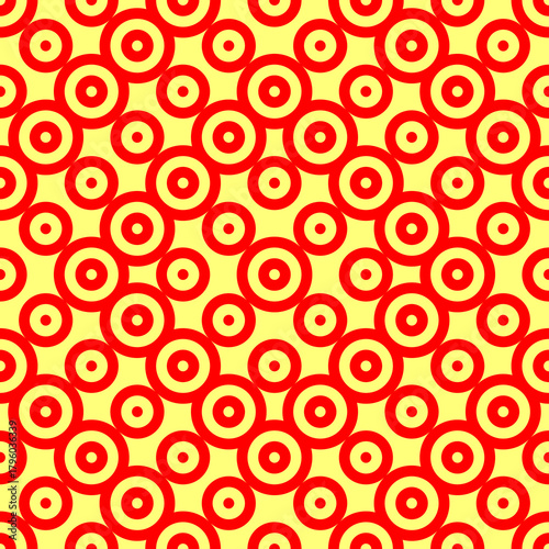 Circles pattern. Hoops seamless ornament. Dot motif. Circular figures backdrop. Rounds background. Rings wallpaper. Digital paper, textile print, web design, abstract image. Vector illustration.