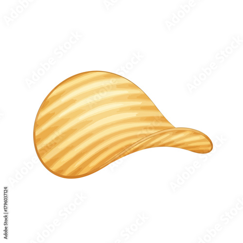 Curved golden potato chip with crisp texture