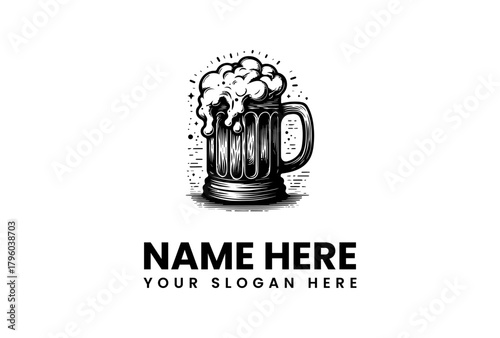 Beer mug vector logo illustration for brewery, pub or bar, ideal for branding and advertising in vector format. 32