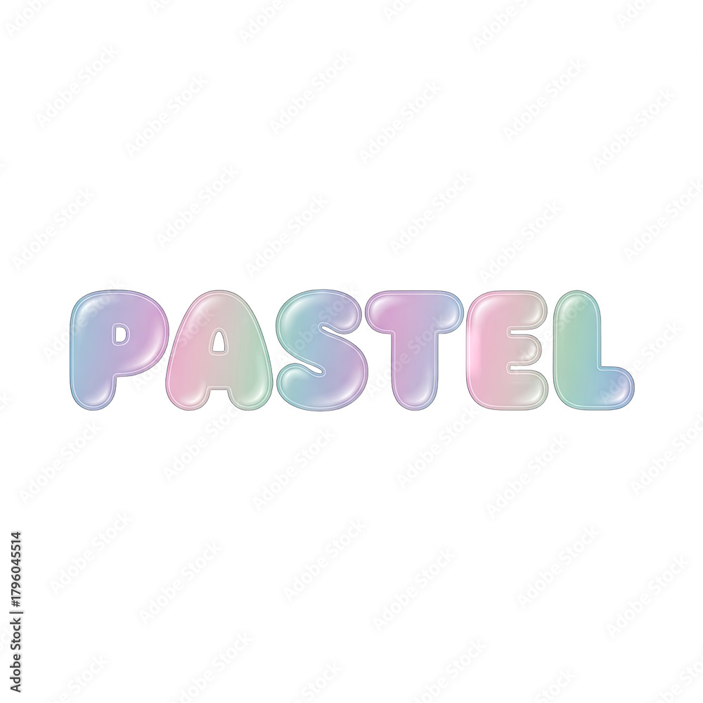 Naklejka premium Pastel Text In Pastel Colors With Soft Iridescent Sheen And A Gentle Glow On A Black Background