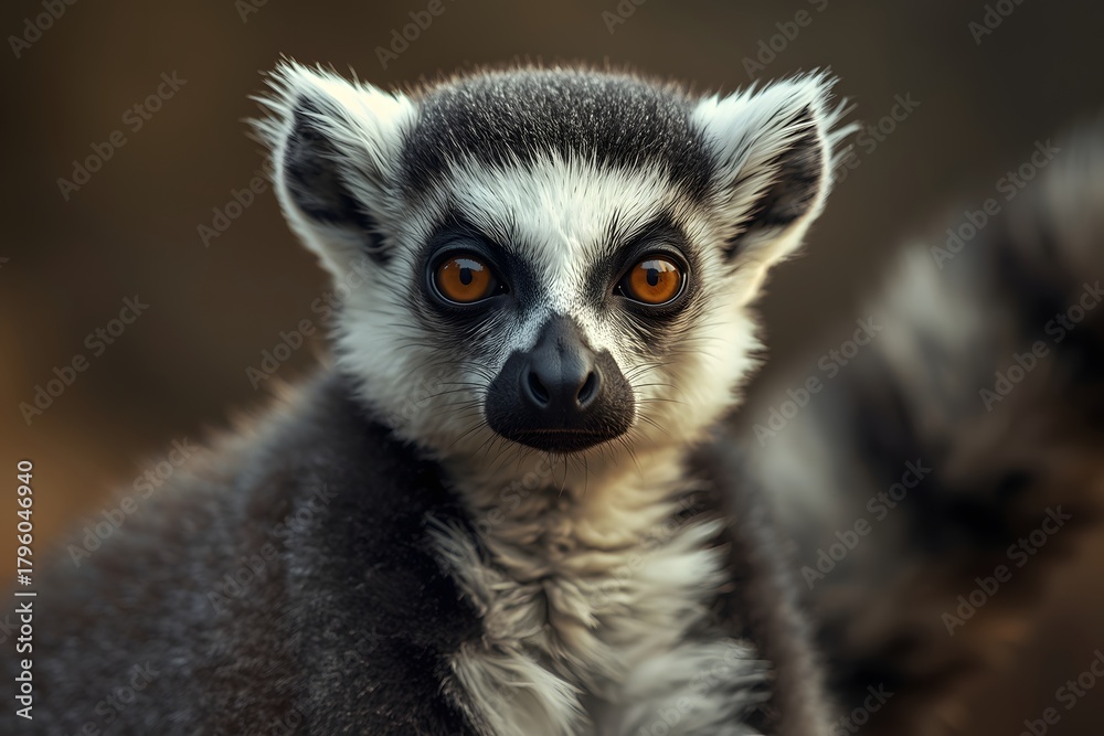 Fototapeta premium Lemur portrait. Close Up portrait Of Ring Tailed Lemur