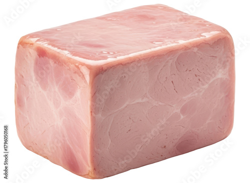 Solid block of delicious cooked ham ready for slicing and culinary preparation