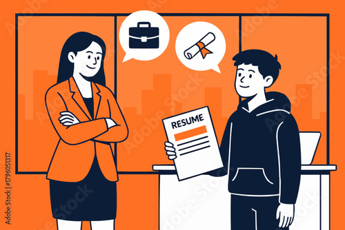 Big Sister Career Advice to Teen Sibling Flat Vector Icon