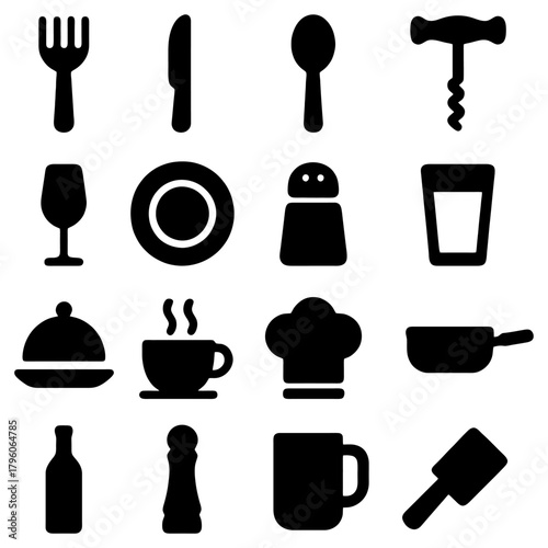 Culinary Essentials: A comprehensive arrangement of culinary tools and utensils, featuring a diverse array of essential items for every culinary occasion.