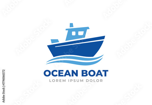 A boat and ocean element Logo design for your company branding