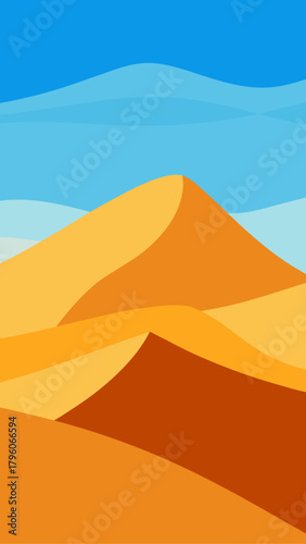 Illustration of sand dunes under a blue sky landscape