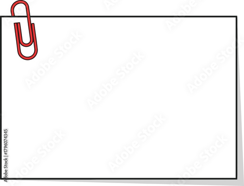Minimalist blank note with paperclip attachment for creative writing and note-taking on transparent background