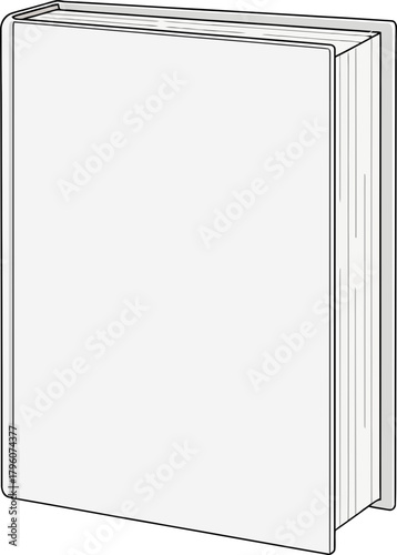 Minimalist sketch of a closed hardcover book with clean lines and transparent background emphasizing simplicity and modern design features