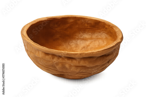 Empty walnut shell half with transparent background