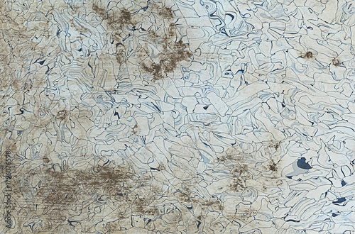 Texture of old dirty plastic with black patterns and worn square shapes