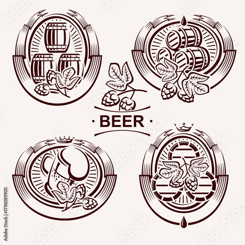Beer labels and icon set. Collection icon beer. Vector