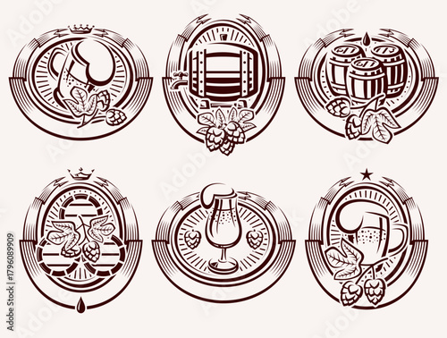Beer labels and icon set. Collection icon beer. Vector