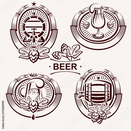 Beer labels and icon set. Collection icon beer. Vector