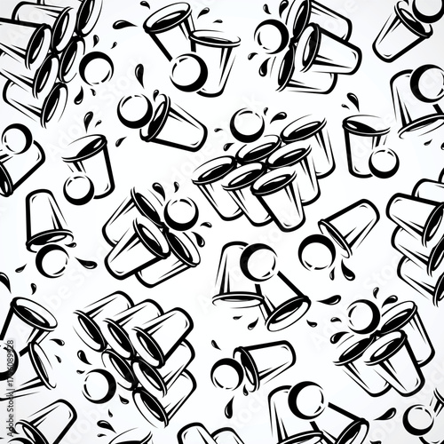 Beer pong pattern background set. Collection icon beer pong. Vector