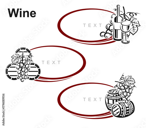 Wine labels and icon set. Collection icon Wine. Vector