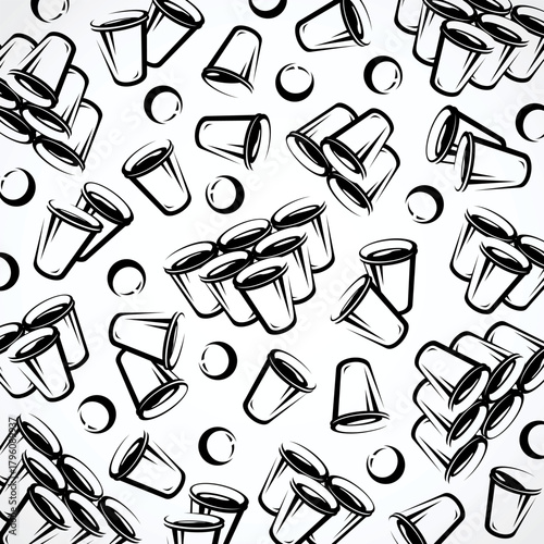 Beer pong pattern background set. Collection icon beer pong. Vector