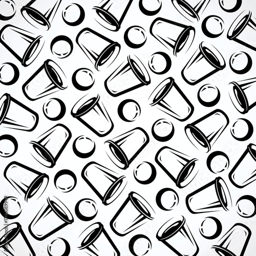 Beer pong pattern background set. Collection icon beer pong. Vector