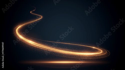空間を走る金色の輝く光の軌跡