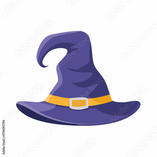 Cartoon Witch Hat with Buckled Belt for Halloween Costume.