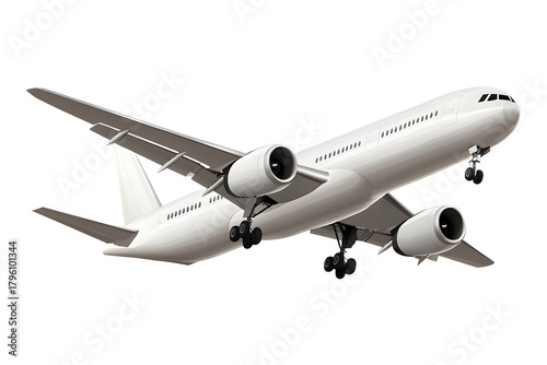 Sleek modern passenger jet aircraft in flight ready for landing, symbolizing global travel and business opportunities