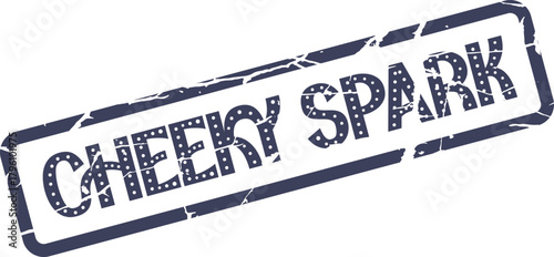 Distressed textured rectangular rubber stamp featuring the playful words Cheeky Spark