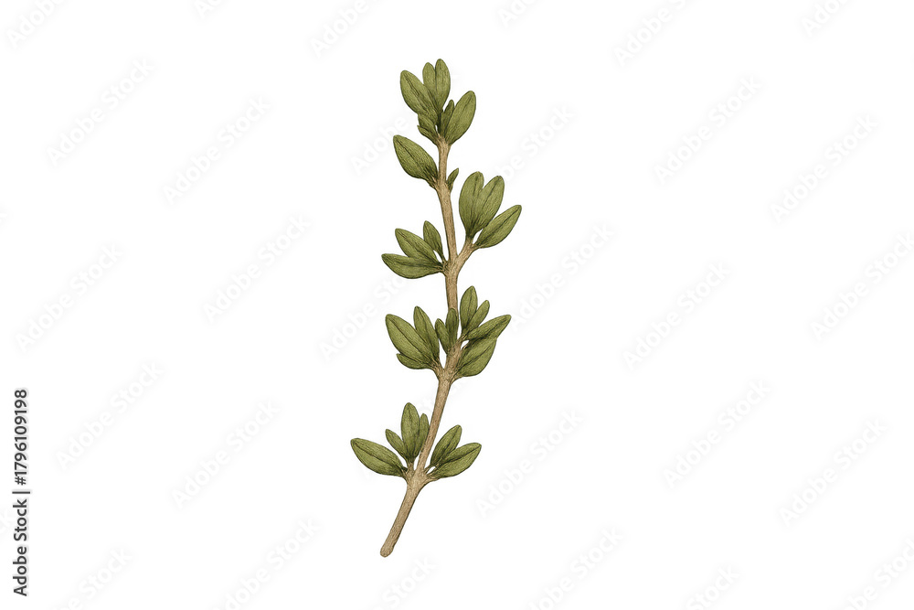 Fototapeta premium Botanical illustration of green leaves on branch