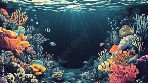 Fototapeta Naklejka Na Ścianę i Meble -  Vibrant coral reef teeming with colorful marine life
