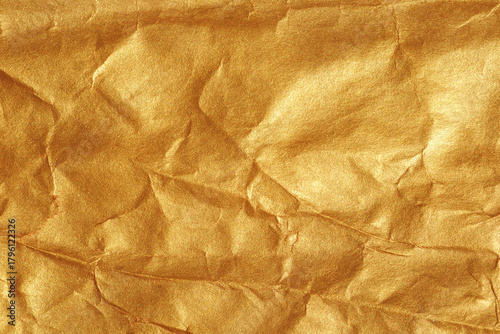 Crumpled Gold Foil Paper Texture Background Surface