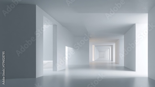 Wallpaper Mural Minimalist Architectural Space with Endless Hallway and Soft Lighting Creating a Calm and Serene Ambiance for Modern Interior Design Themes Torontodigital.ca