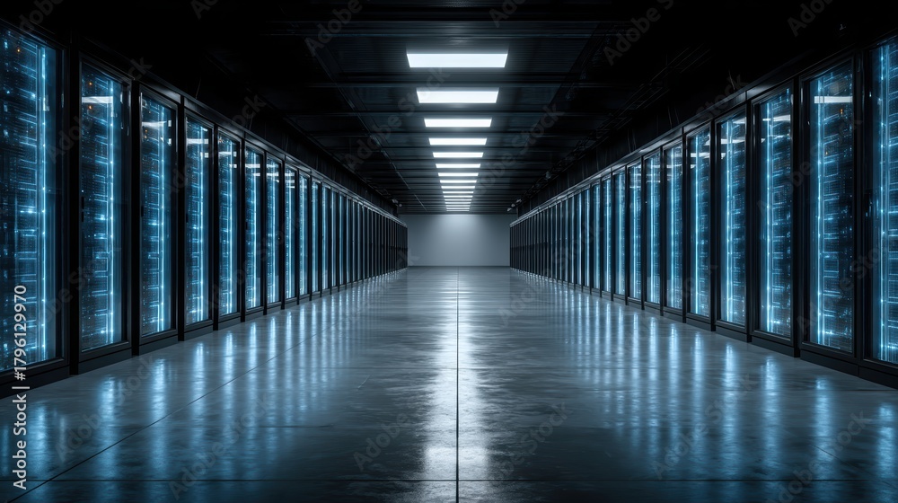Fototapeta premium Server Room Data Center | Hosting, Network, Cloud, IT