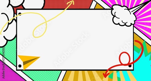 comic book explosion Colorful page comic cartoon background with blank speech bubble	frame with pencils