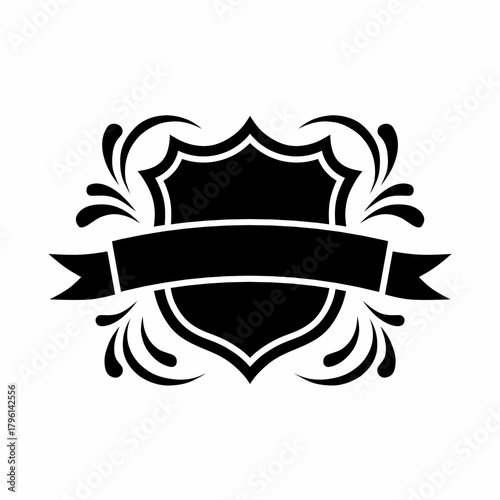 Elegant Heraldic Crest Design with Banner and Flourishes Illustration