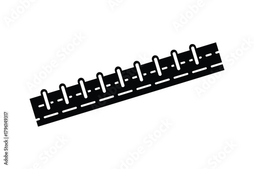 Illustration of ruler with both metric and imperial units. Scale ruler for length measurement.