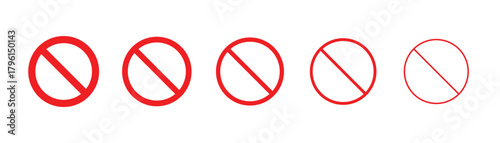 Prohibition sign crossed out circle. Restriction stop warning danger. Isolated design element graphic