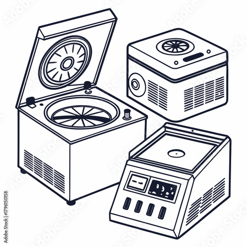 Creative Details Refrigerated Centrifuge Vector Illustration | Laboratory Equipment | Medical & Scientific Device Design