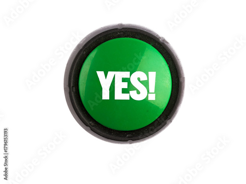 a button with the word yes on a white background